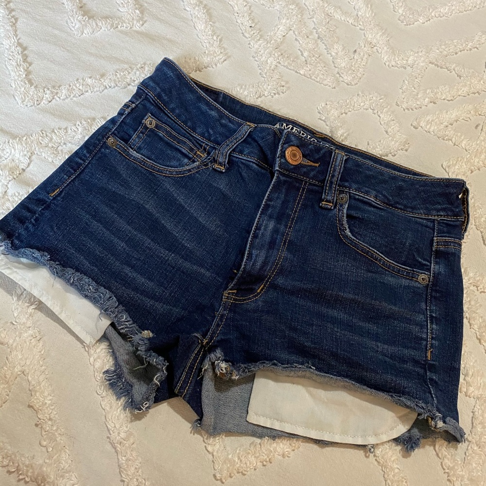 Dark wash high waisted shorts